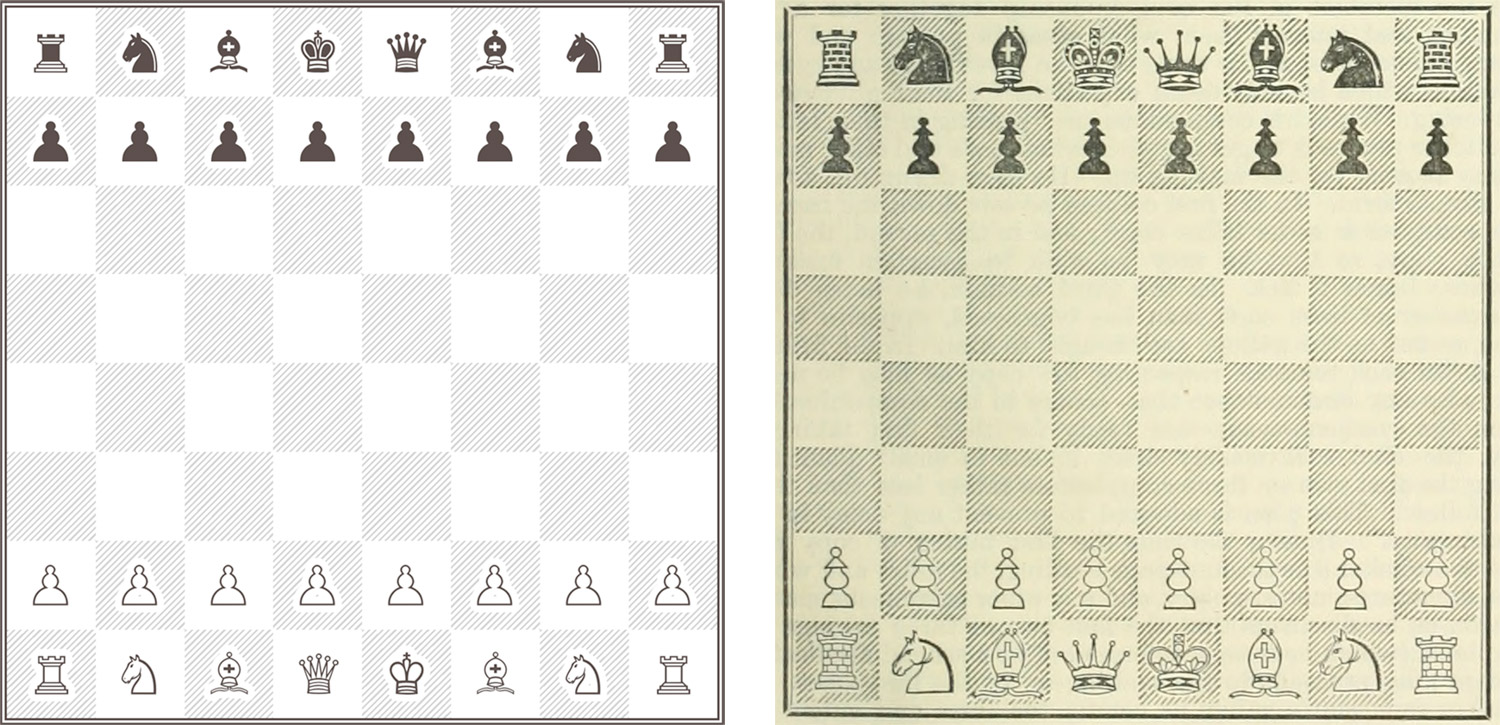 Chess board reproduction side-by-side with original scan