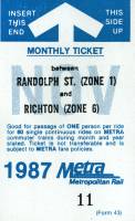 November 1987 monthly ticket