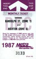 December 1987 monthly ticket