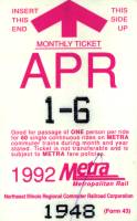April 1992 monthly ticket