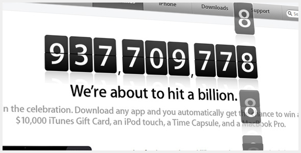 Screenshot of Apple's billionth app countdown