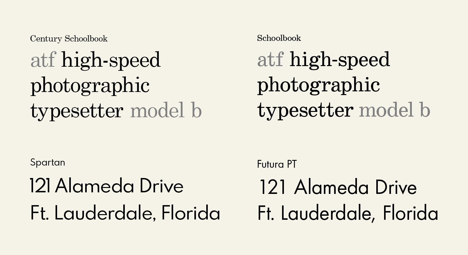 Typeface comparison