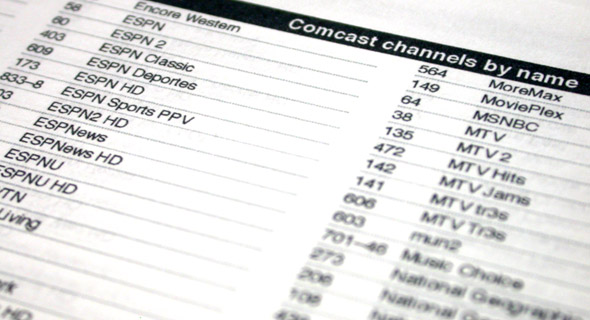 Comcast channel list: version 1