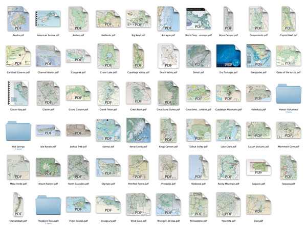 Screenshot of all National Parks map files