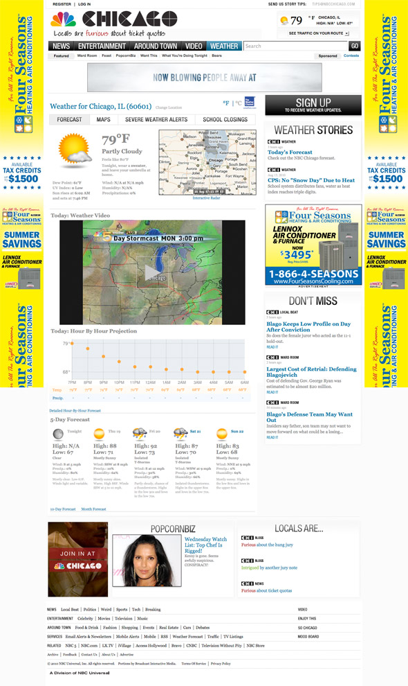 NBC Chicago weather page with ads