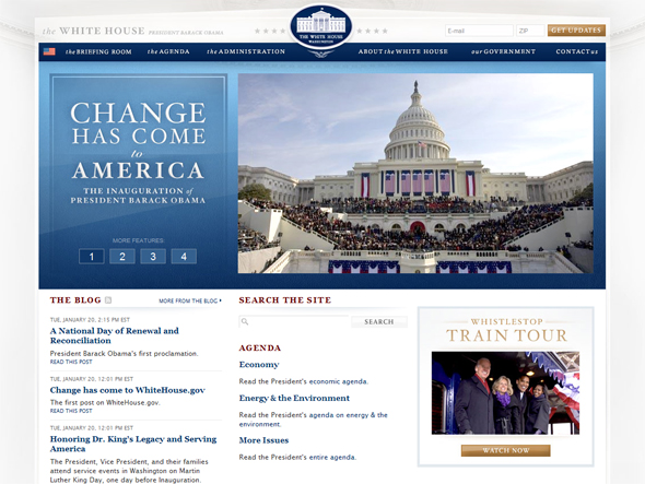 Screenshot of the White House site