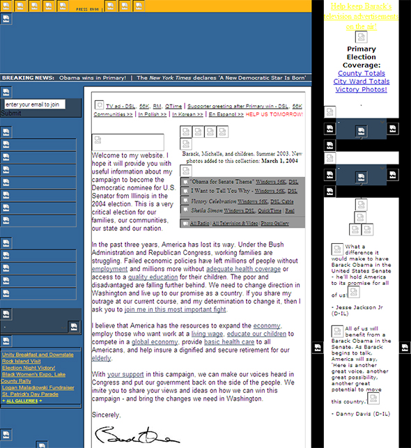 Screenshot of the second version of obamaforillinois.com