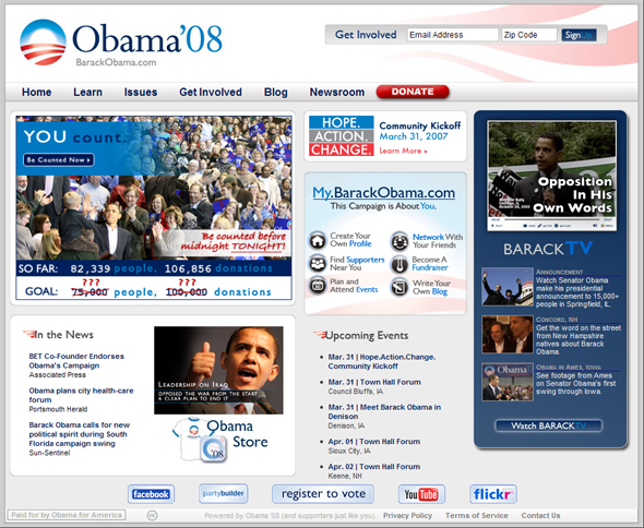 Screenshot of barackobama.com in 2006