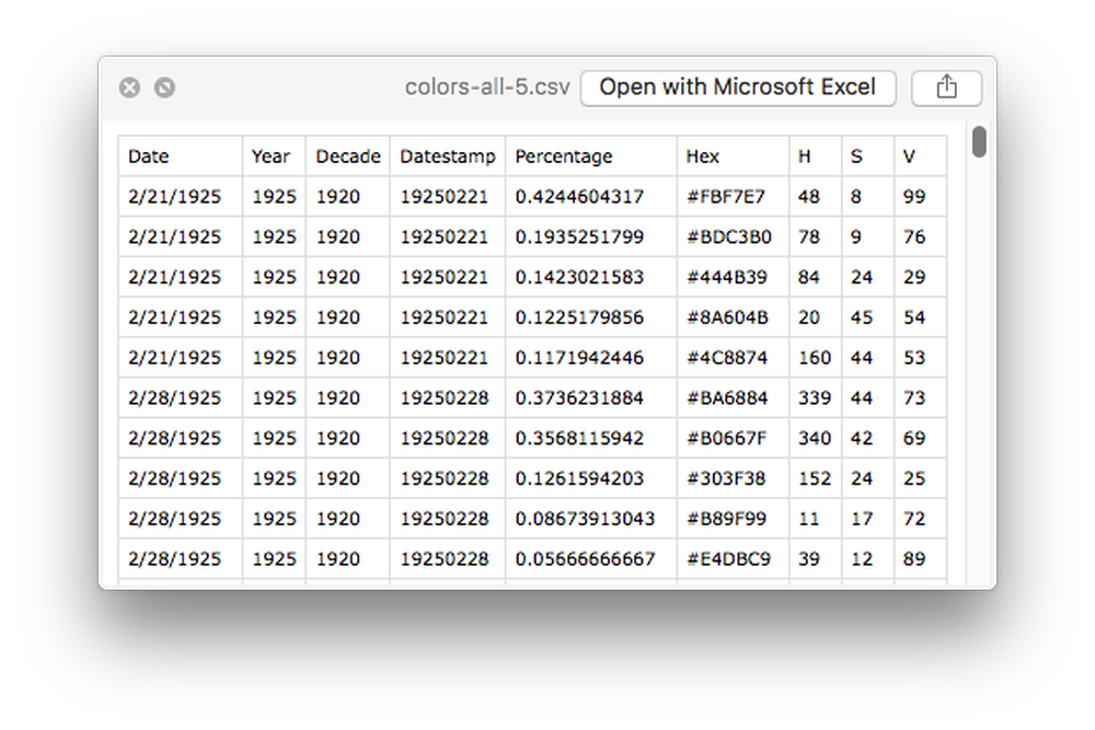 CSV screenshot