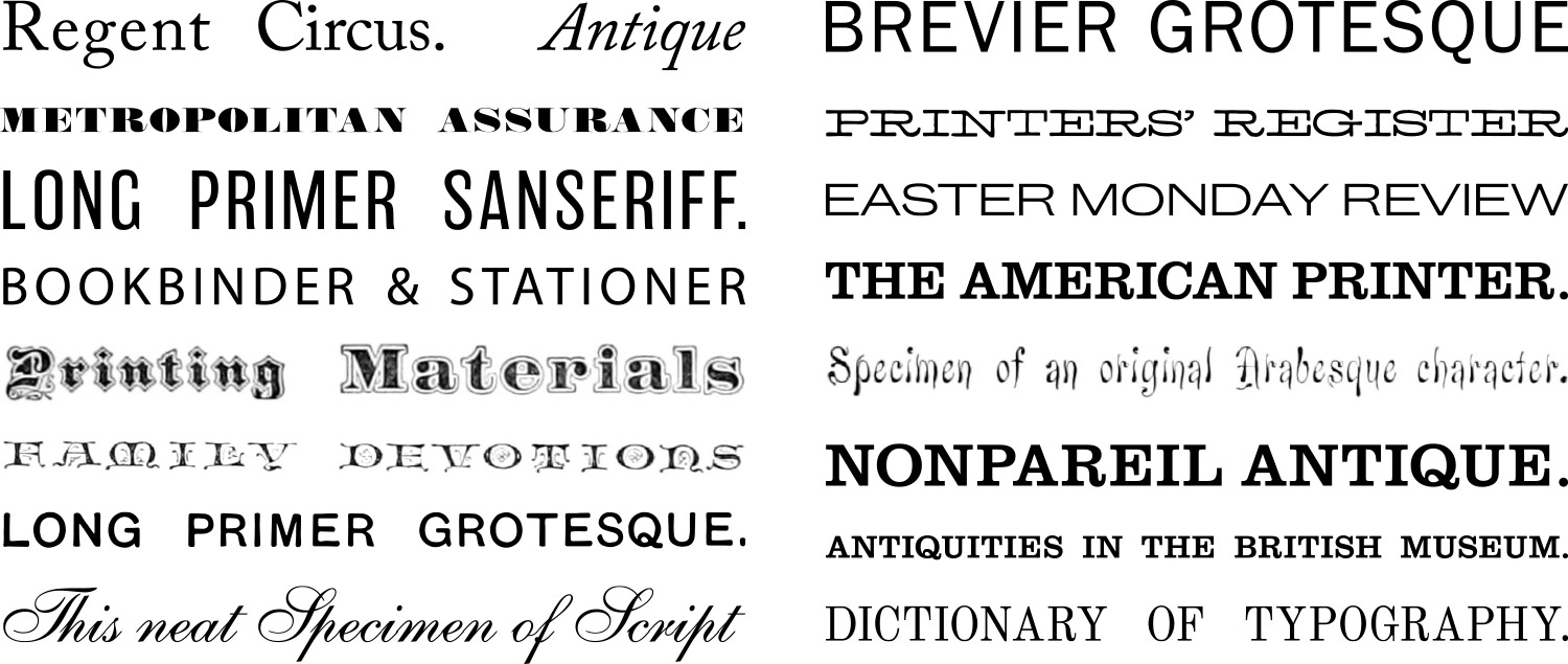 Collage of type specimens