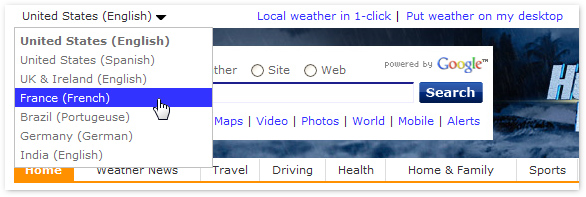 Screenshot of search box obscured by drop-down menu