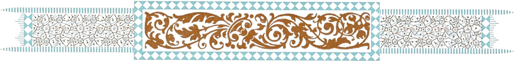 Ornate border comprising brown and teal colors