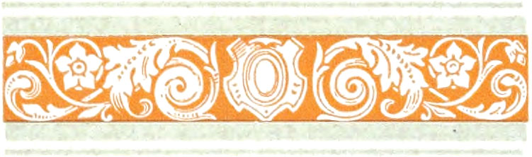 Ornate border comprising teal and orange colors