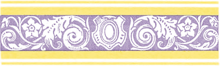 Ornate border comprising light purple and yellow