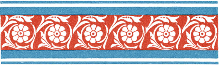 Ornate border comprising red and blue colors