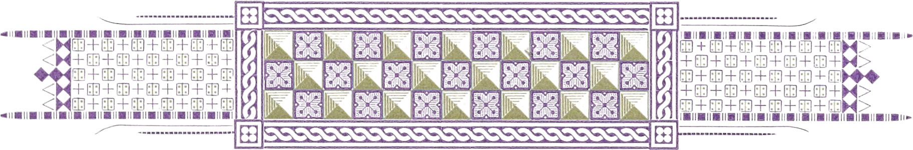 Checkered orange border comprising violet and yellow-gray colors