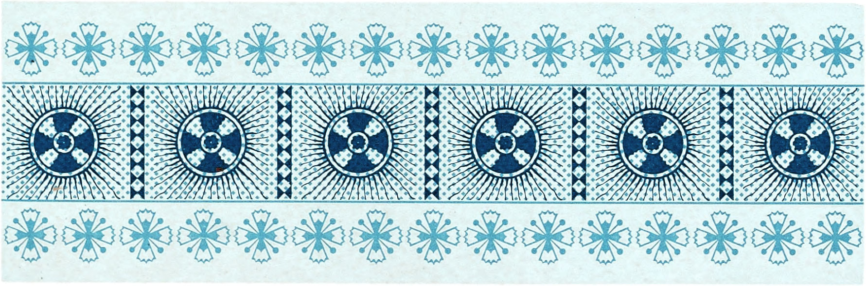 Ornate border comprising shades of blue
