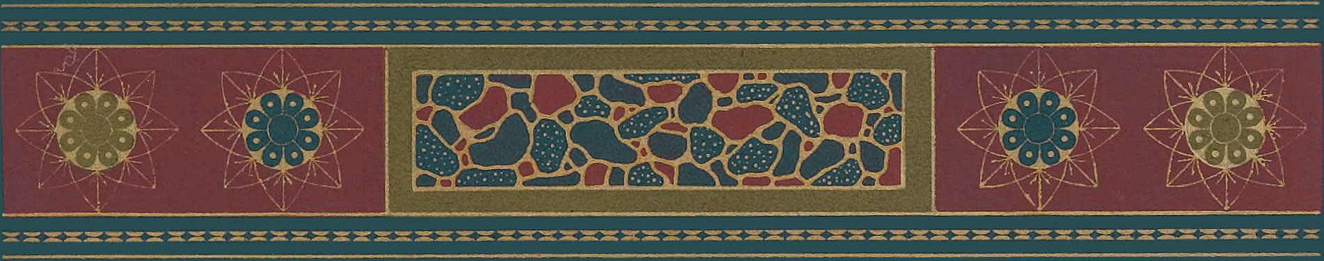 Ornate border comprising red, orange, and gold colors