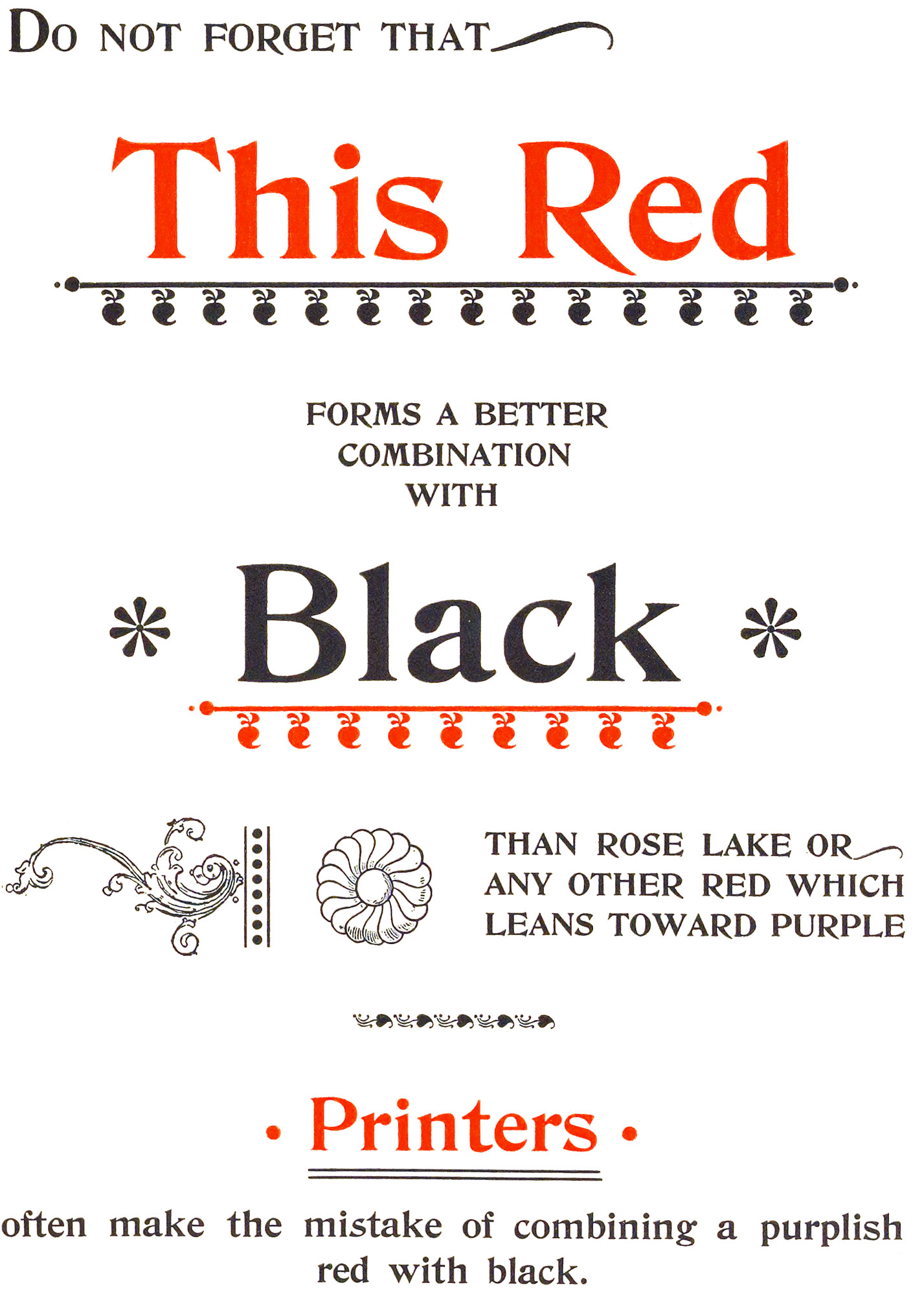 Printing sample of text in red and black