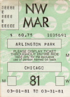 March 1981 monthly ticket