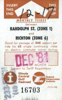 December 1981 monthly ticket