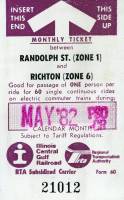 May 1982 monthly ticket