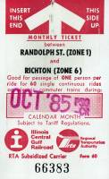 October 1985 monthly ticket