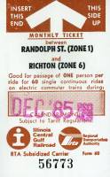 December 1985 monthly ticket