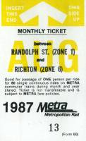 August 1987 monthly ticket