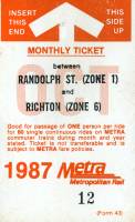 October 1987 monthly ticket