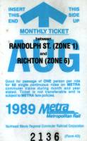August 1989 monthly ticket