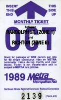 October 1989 monthly ticket