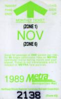 November 1989 monthly ticket