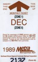 December 1989 monthly ticket