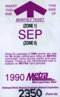 September 1990 monthly ticket