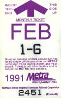 February 1991 monthly ticket