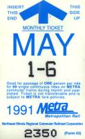 May 1991 monthly ticket