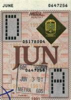 June 1991 monthly ticket