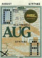 August 1991 monthly ticket
