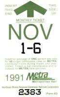 November 1991 monthly ticket