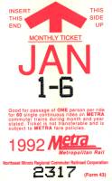 January 1992 monthly ticket