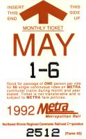 May 1992 monthly ticket