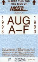 August 1993 monthly ticket