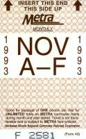 November 1993 monthly ticket