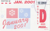 January 2001 monthly ticket