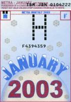 January 2003 monthly ticket