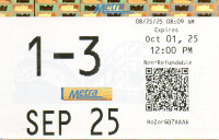 September 2025 monthly ticket