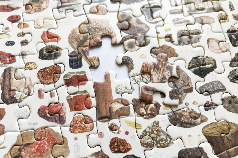 Closeup of assembled puzzle pieces